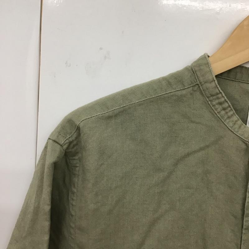 ザラ ZARA シャツ、ブラウス 長袖 長袖シャツ 無地シャツ ノーカラーシャツ M 無地 カーキ / カーキ /  メンズ USED 古着 中古 10131004