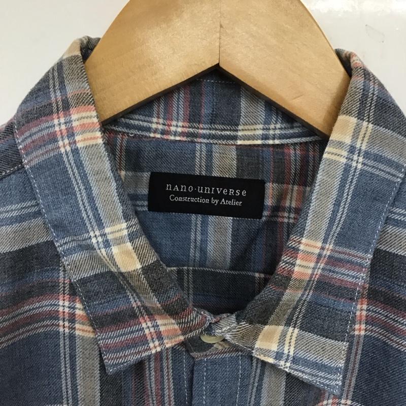 ナノユニバース nano・universe シャツ、ブラウス 長袖 NUC42SH0489SK 胸ポケット M チェック 青 / ブルー /  メンズ USED 古着 中古 10133576