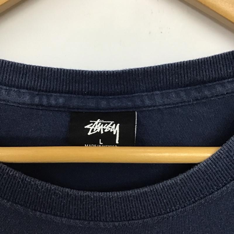 ステューシー STUSSY Tシャツ 半袖 半袖カットソー プリントTシャツ クルーネックカットソー L プリント 紺 / ネイビー /  メンズ USED 古着 中古 10132554