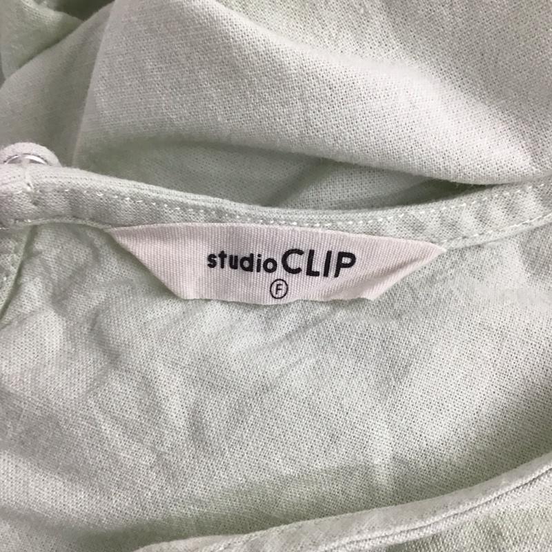 スタディオクリップ studio CLIP カットソー 半袖 CL226022-1 キリカエギャザーブラウス コットンリネン チュニック FREE 無地 薄緑 / ライトグリーン /  レディース USED 古着 中古 10122674