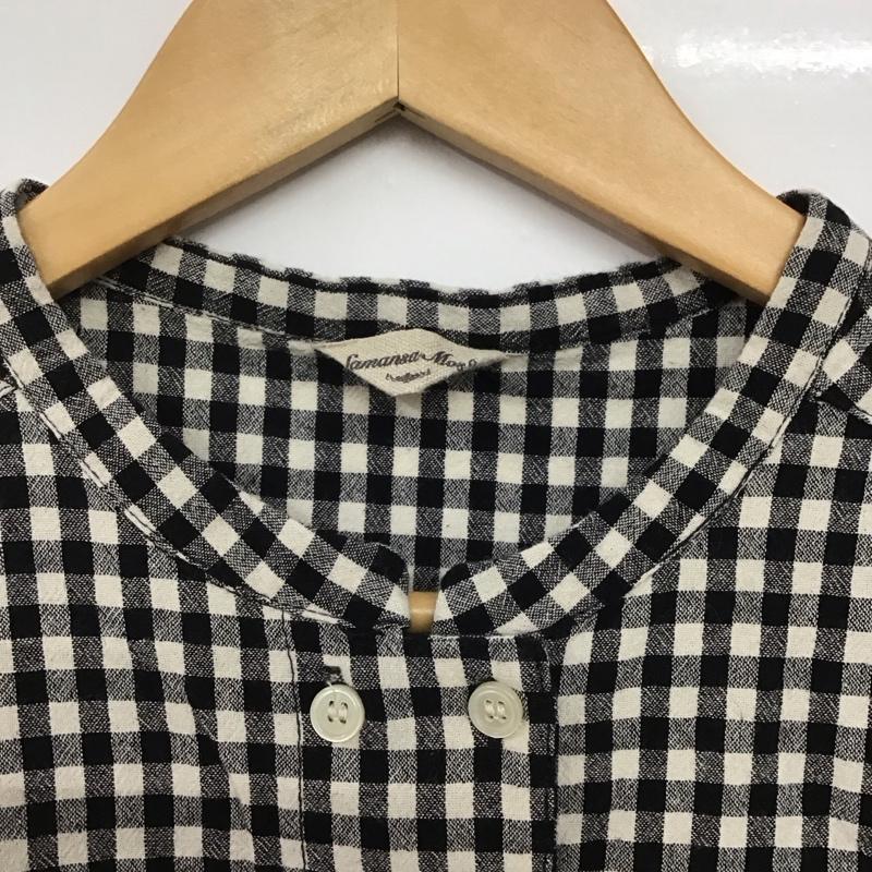 サマンサモスモス Samansa Mos2 シャツ、ブラウス 半袖 1711174 コットン ダブルボタン FREE チェック 黒 / ブラック / X 白 / ホワイト /  レディース USED 古着 中古 10144102