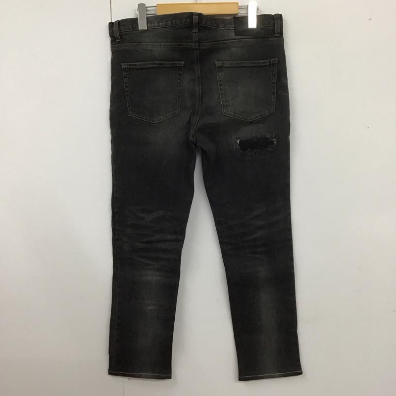 ロエン ROEN パンツ デニム、ジーンズ デニムパンツ ダメージ加工ジーンズ ワイドパンツ ストレートパンツ ワークパンツ L ダメージ加工 黒 / ブラック /  メンズ USED 古着 中古 10107777