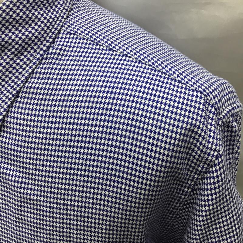 ビームス ハート BEAMS HEART シャツ、ブラウス 半袖 41-01-0060-380 ボタンダウン L 千鳥格子 白 / ホワイト / X 青 / ブルー /  メンズ USED 古着 中古 10117193