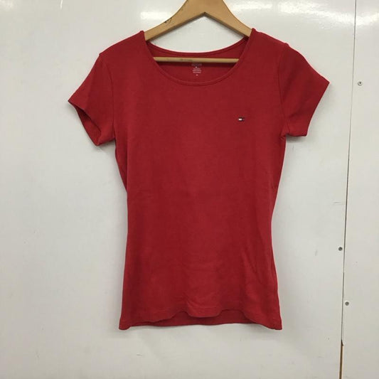 トミーヒルフィガー TOMMY HILFIGER Tシャツ 半袖 半袖カットソー プリントTシャツ クルーネックカットソー M ロゴ、文字 赤 / レッド /  レディース USED 古着 中古 10149415