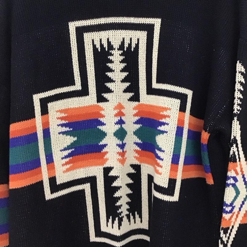 ペンドルトン PENDLETON カーディガン 長袖 長袖カーディガン 前開き ノーカラー L プリント 黒 / ブラック /  メンズ USED 古着 中古 10147009