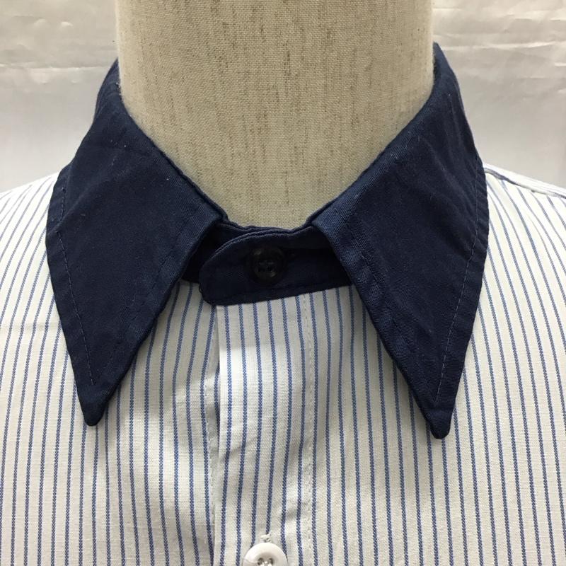 古着 USED シャツ、ブラウス 半袖 半袖シャツ カラーシャツ 半袖カットソー ストライプシャツ XL ロゴ、文字 紺 / ネイビー /  メンズ USED 古着 中古 10118542