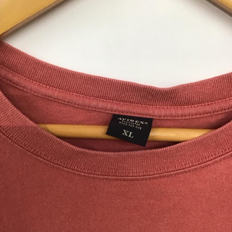 アヴィレックス AVIREX Tシャツ 半袖 半袖カットソー プリントTシャツ クルーネックカットソー XL ロゴ、文字 赤 / レッド /  メンズ USED 古着 中古 10142613