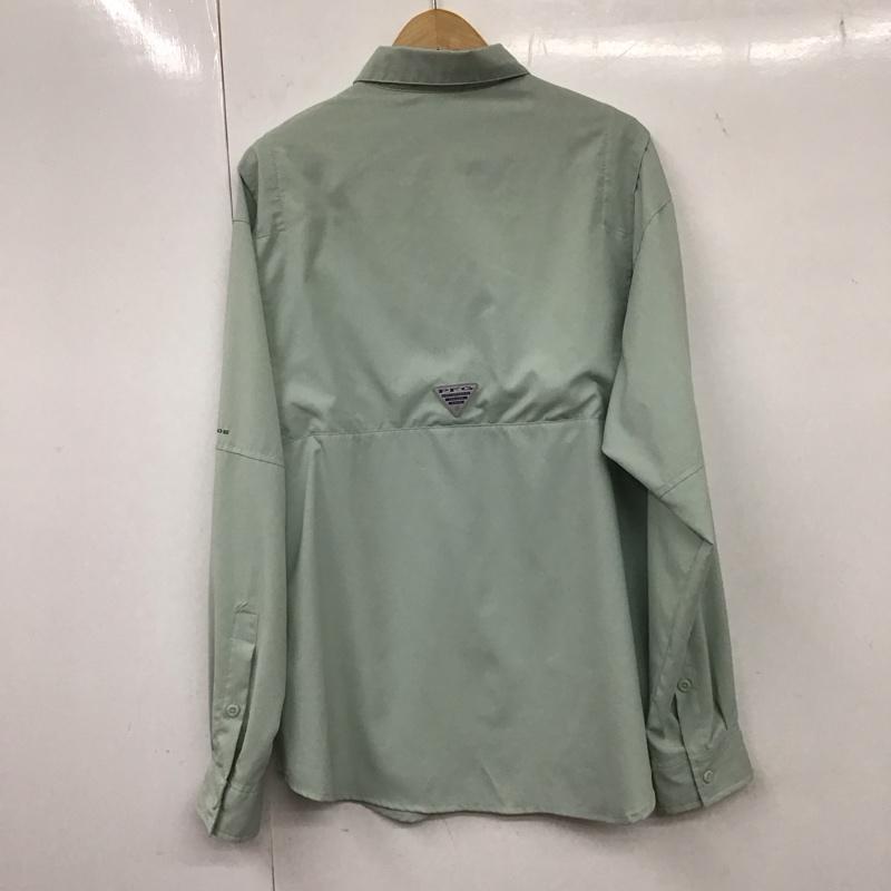 コロンビア Columbia シャツ、ブラウス 長袖 長袖シャツ カラーシャツ ボタンダウンシャツ M ロゴ、文字 緑 / グリーン /  メンズ USED 古着 中古 10132429