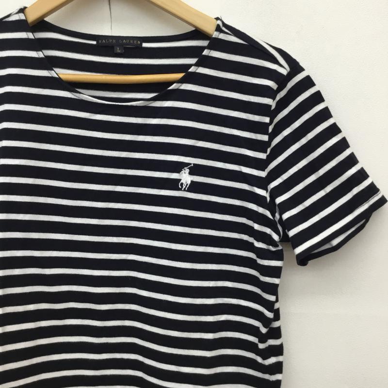 ラルフローレン RALPHLAUREN Tシャツ 半袖 L ボーダー柄 白 / ホワイト / X 紺 / ネイビー /  レディース USED 古着 中古 10139204