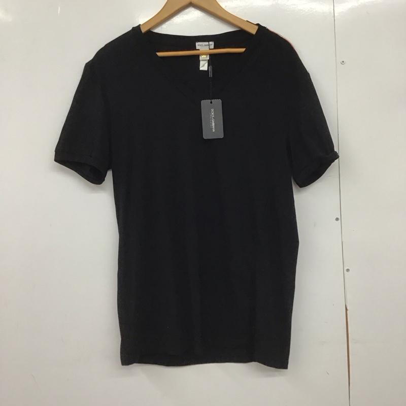 ドルチェアンドガッバーナ DOLCE&GABBANA Tシャツ 半袖 半袖カットソー プリントTシャツ Vネックカットソー XL 無地 黒 / ブラック /  メンズ USED 古着 中古 10148251
