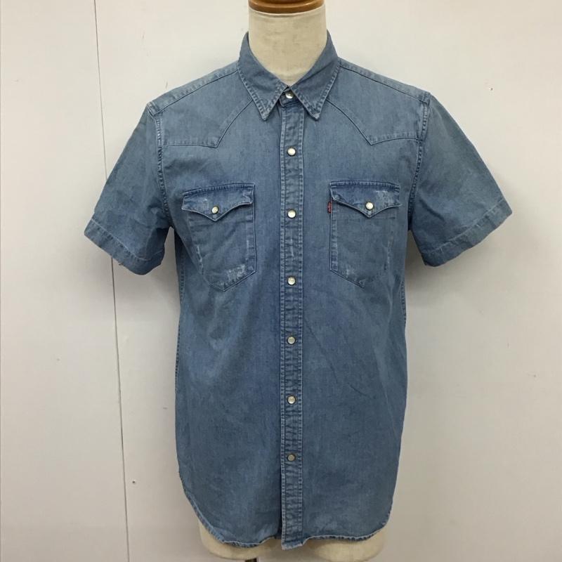 リーバイス Levi s シャツ、ブラウス 半袖 半袖シャツ カラーシャツ 半袖カットソー デニムシャツ M 無地 インディゴ / インディゴ /  メンズ USED 古着 中古 10115150