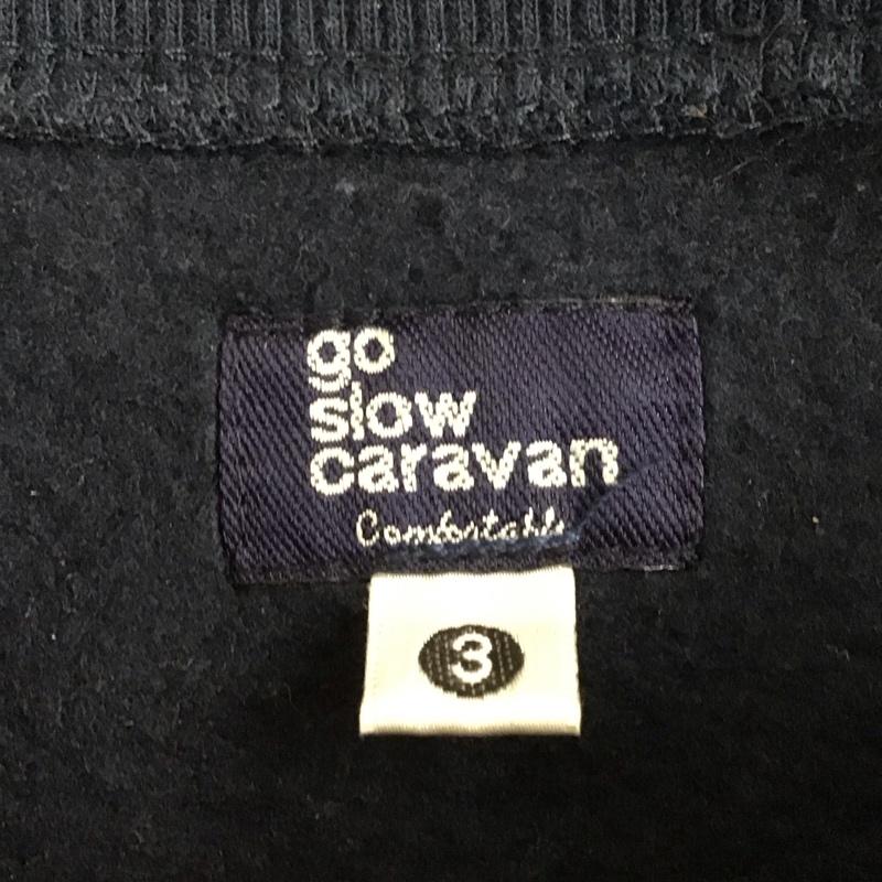 ゴースローキャラバン go slow caravan トレーナー 長袖 長袖トレーナー スウェット クルーネック プルオーバー 3 プリント 紺 / ネイビー /  メンズ USED 古着 中古 10129525