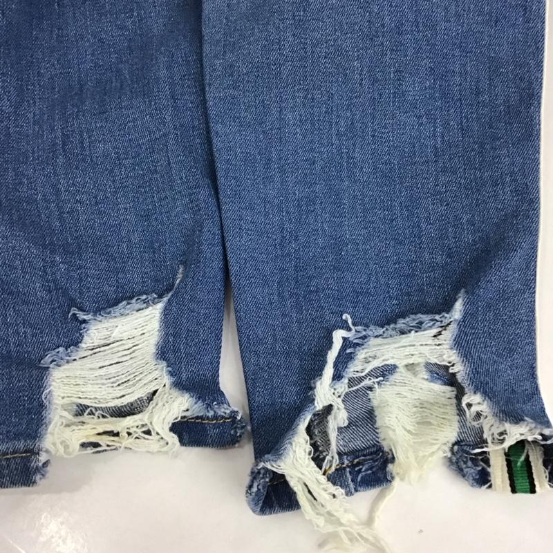 ザラ ZARA パンツ デニム、ジーンズ 5899 076 406 ダメージ サイドライン ストレッチ ダメージ加工 青 / ブルー /  レディース USED 古着 中古 10123232