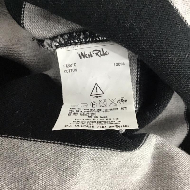ウエストライド WESTRIDE カットソー 長袖 長袖カットソー プリントカットソー クルーネック 36 ボーダー柄 灰 / グレー / X 黒 / ブラック /  メンズ USED 古着 中古 10145677