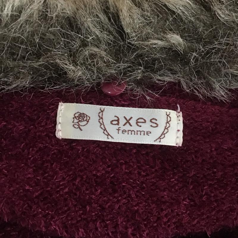 アクシーズファム axes femme ニット、セーター 長袖 長袖ニットカットソー ニット セーター クルーネックニット ファー付き M 無地 えんじ / ワインレッド /  レディース USED 古着 中古 10107710