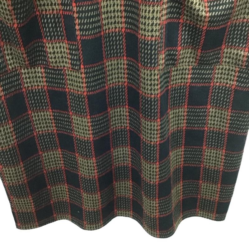 ザラ ZARA ワンピース ロングスカート スタンドネック 半袖 L チェック 黒 / ブラック / X 赤 / レッド / X ベージュ / ベージュ /  レディース USED 古着 中古 10131212