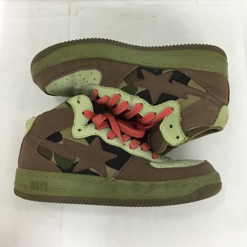アベイシングエイプ A BATHING APE スニーカー スニーカー 25.5cm ハイカット 25.5cm ロゴ、文字 茶 / ブラウン / X カーキ / カーキ /  メンズ USED 古着 中古 10150431