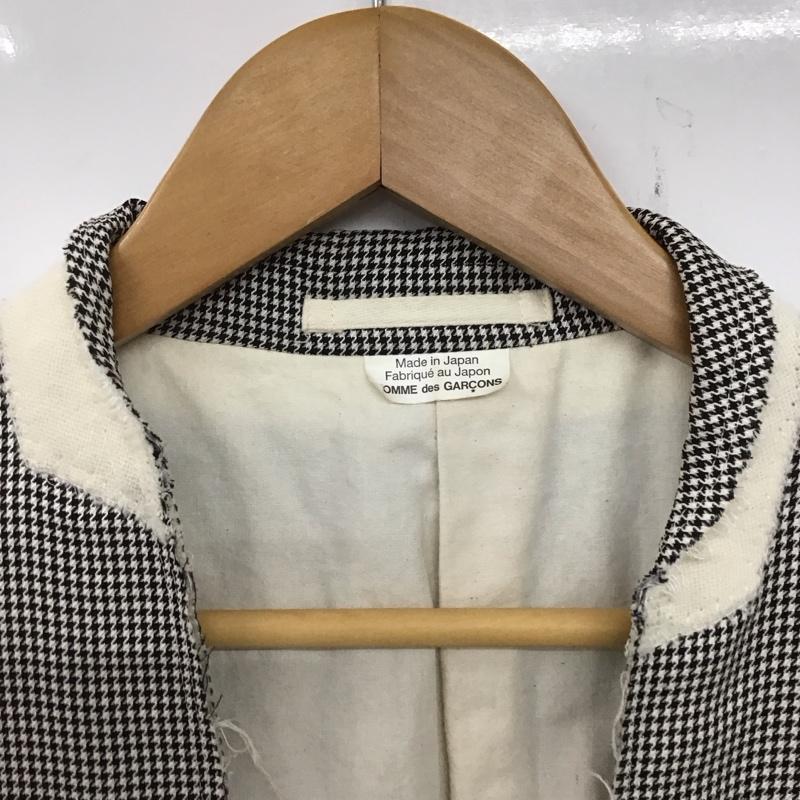 コムデギャルソンオムプリュス COMME des GARCONS HOME PLUS ジャケット、上着 ジャケット、ブレザー PQ-J050 スタンドカラー ジャケット ノーカラー M 千鳥格子 白 / ホワイト / X 黒 / ブラック /  メンズ USED 古着 中古 10133274