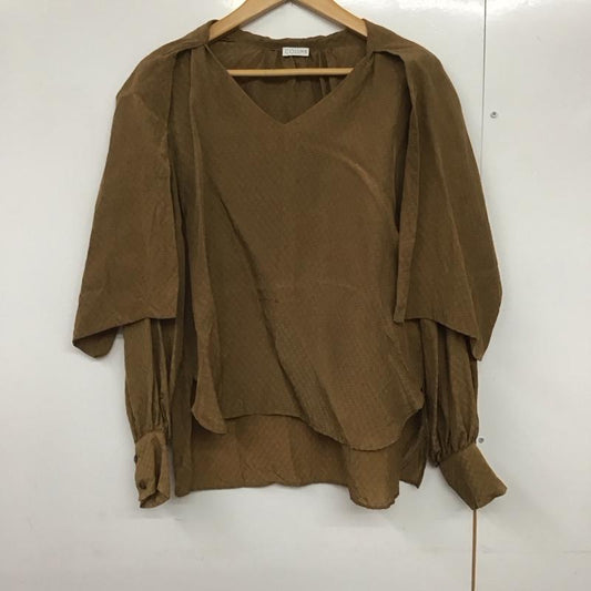 コラム COLUMN シャツ、ブラウス 長袖 21-140-10-010002 ボウタイブラウス 38 無地 茶 / ブラウン /  レディース USED 古着 中古 10141571