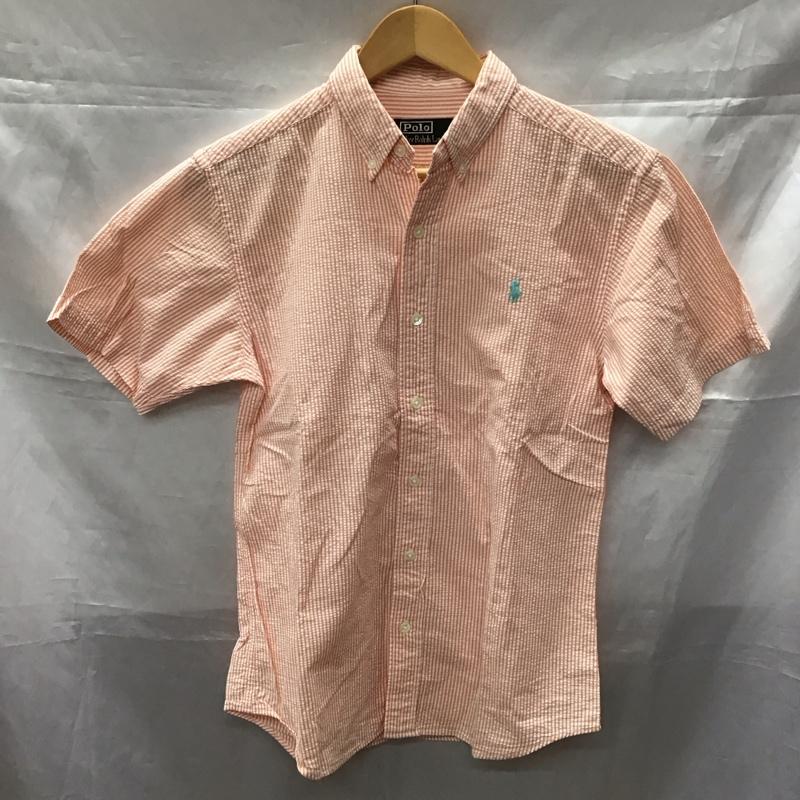 ポロバイラルフローレン Polo by RALPH LAUREN シャツ、ブラウス 半袖 半袖シャツ ストライプシャツ ボタンダウンシャツ ストライプ 白 / ホワイト / X 橙 / オレンジ /  ボーイズ USED 古着 中古 10111015