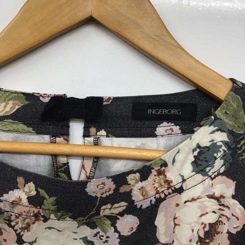 インゲボルグ INGEBORG ワンピース ロングスカート 長袖ロングワンピース ウエスト切り替えワンピース フレアスカート 3 プリント マルチカラー / マルチカラー /  レディース USED 古着 中古 10142653