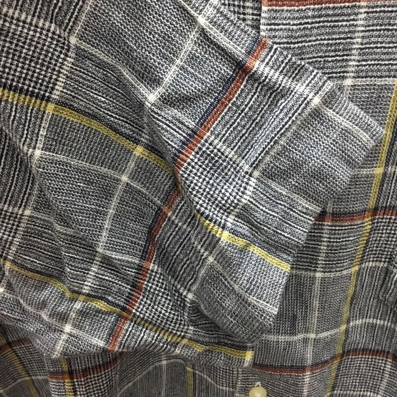 グローバルワーク GLOBAL WORK シャツ、ブラウス 半袖 GW222157AD バンドカラー L チェック 紺 / ネイビー / X 白 / ホワイト / X 橙 / オレンジ / X 黄 / イエロー /  メンズ USED 古着 中古 10117783