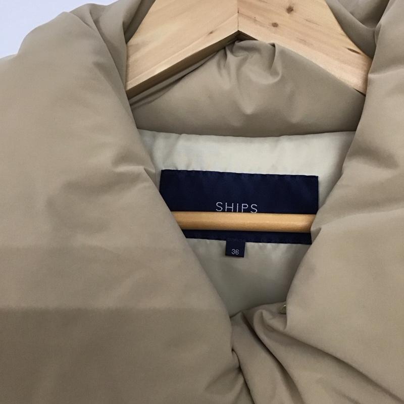 シップス SHIPS コート ダウンコート 314-15-0117 ビッグカラー ストレッチダウン フェザー 36 無地 ベージュ / ベージュ /  レディース USED 古着 中古 10143845