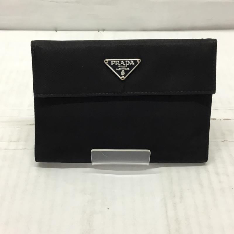 プラダ PRADA 財布 二つ折り M510 TESSUTO ロゴ、文字 黒 / ブラック /  レディース USED 古着 中古 10119096