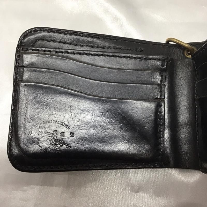 カワタコキンセイ 革蛸謹製 財布 二つ折り レザー ワンポイント 黒 / ブラック /  メンズ USED 古着 中古 10110960