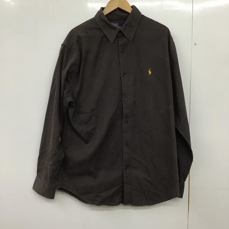 ポロバイラルフローレン Polo by RALPH LAUREN シャツ、ブラウス 長袖 長袖シャツ 無地シャツ カラーシャツ ボタンダウンシャツ ロゴ、文字 茶 / ブラウン /  メンズ USED 古着 中古 10150585