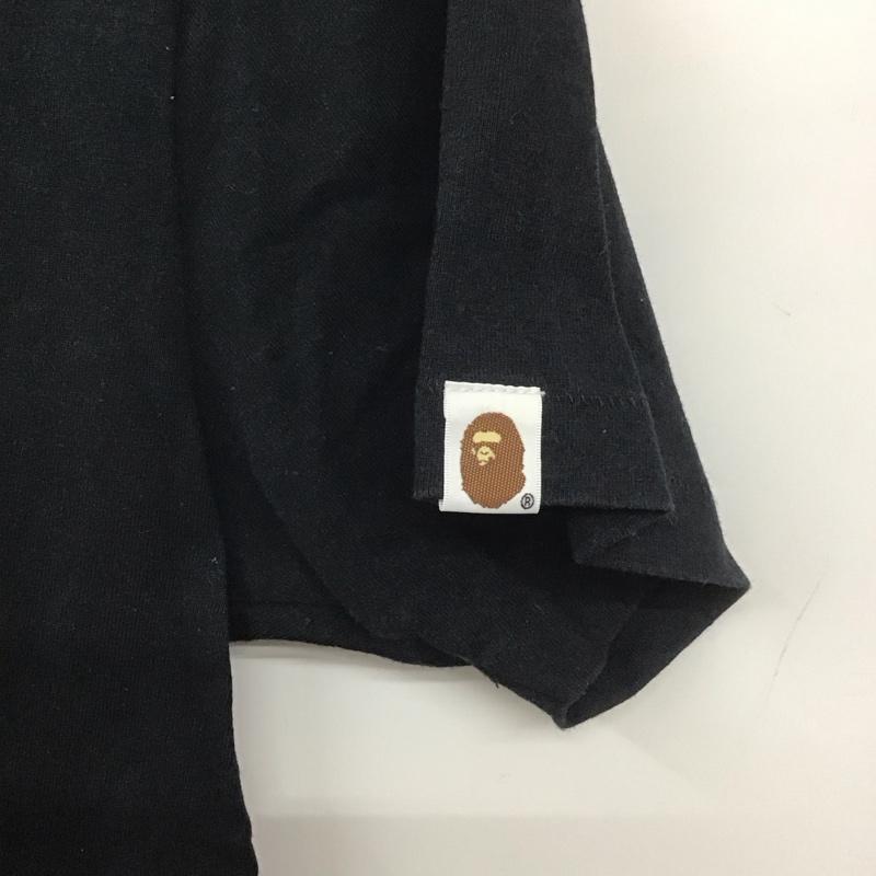 アベイシングエイプ A BATHING APE Tシャツ 半袖 001TEH302508X クルーネック S ロゴ、文字 黒 / ブラック / X 銀 / シルバー /  レディース USED 古着 中古 10139155