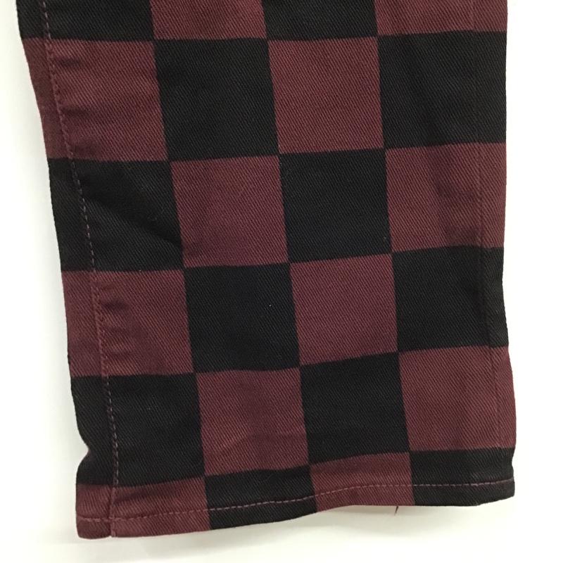 ノーアイディ NO ID. パンツ デニム、ジーンズ デニムジーンズ チェッカージーンズ スリムパンツ 1 チェック 黒 / ブラック / X えんじ / ワインレッド /  メンズ USED 古着 中古 10105590