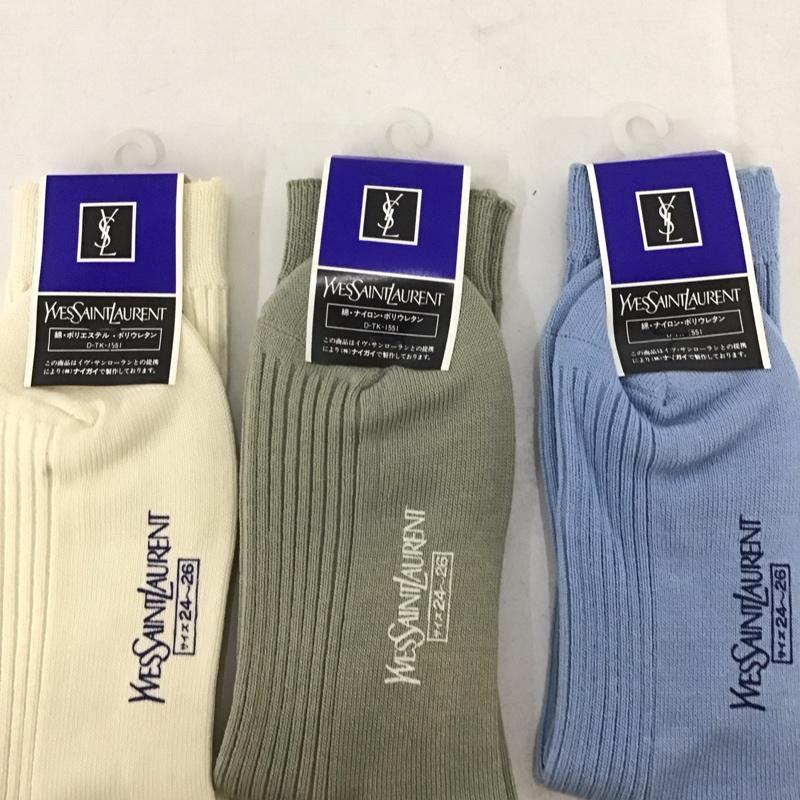 イヴサンローラン Yves Saint Laurent ファッション小物 ファッション小物 靴下 ３足セット 24-26cm 無地 マルチカラー / マルチカラー /  メンズ USED 古着 中古 10148228