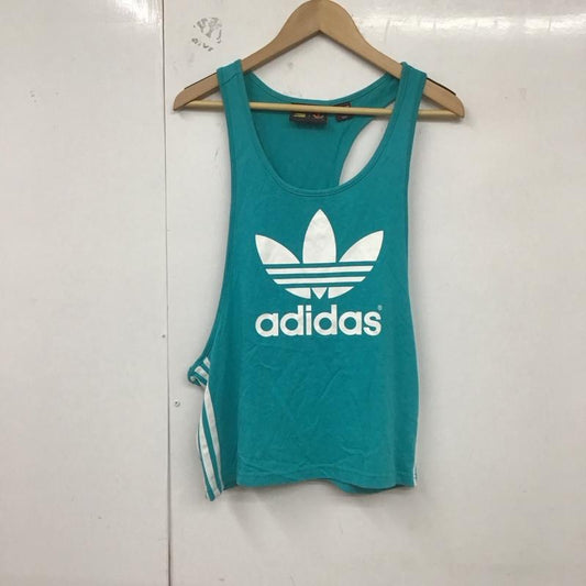 アディダス adidas タンクトップ タンクトップ ao3153 タンクトップ ノースリーブカットソー スポーツウェア pharrellwilliams L ロゴ、文字 青 / ブルー /  レディース USED 古着 中古 10129750