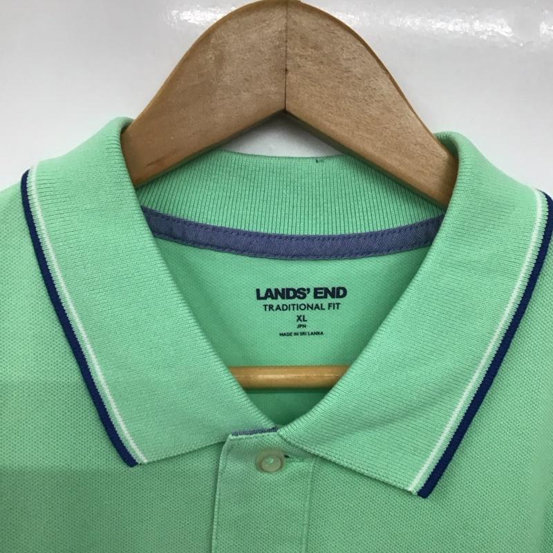 ランズエンド LANDS END ポロシャツ 半袖 半袖ポロシャツ カラーシャツ 半袖カットソー XL 無地 緑 / グリーン /  メンズ USED 古着 中古 10143255