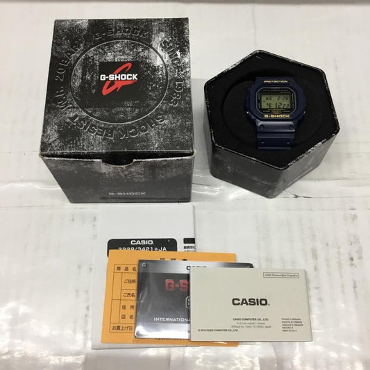 ジーショック G-SHOCK 腕時計 デジタル DW-5600RB 箱有 ロゴ、文字 紺 / ネイビー /  メンズ USED 古着 中古 10106416