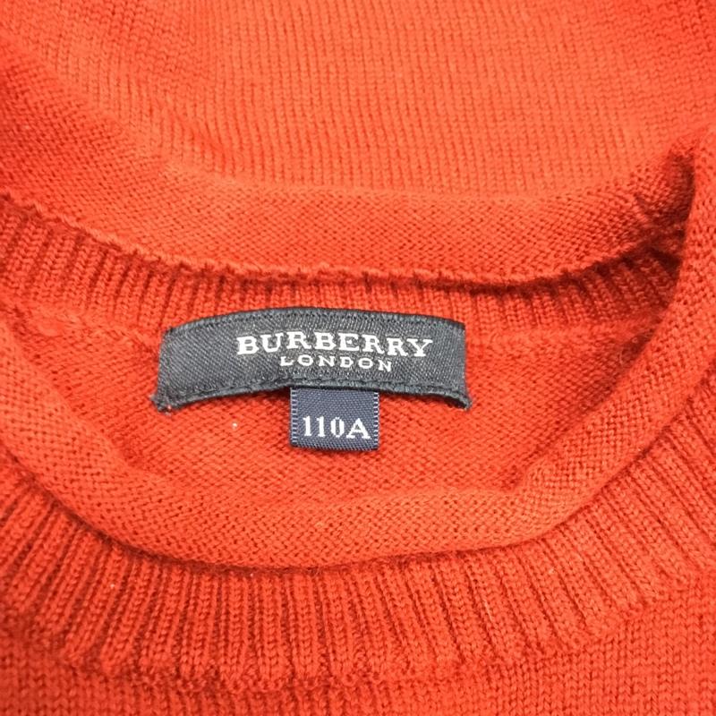 バーバリーロンドン Burberry London ニット、セーター 長袖 長袖ニットカットソー ニット セーター クルーネックニット 110cm ロゴ、文字 赤 / レッド /  ボーイズ USED 古着 中古 10116534