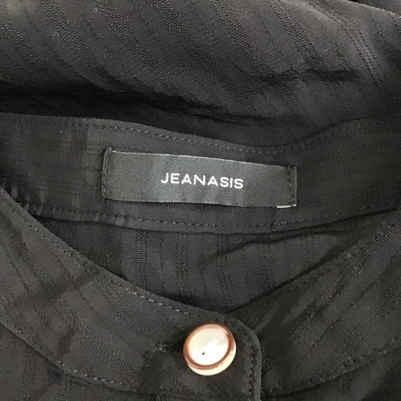 ジーナシス JEANASIS シャツ、ブラウス 半袖 半袖シャツカットソー ノーカラーシャツカットソー フリルシャツ FREE 刺繍 黒 / ブラック /  レディース USED 古着 中古 10105863