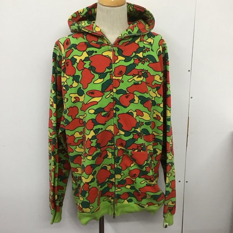 ベイプ BAPE パーカー 長袖 ジップアップパーカー 長袖パーカー フード付きパーカー プリントスウェット XL 総柄 マルチカラー / マルチカラー /  メンズ USED 古着 中古 10107408