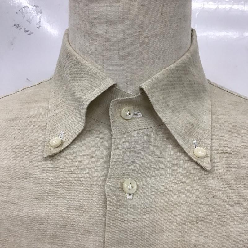 ジイングレーゼ G.INGLESE シャツ、ブラウス 長袖 コットンリネン イタリア製 ボタンダウン L 無地 ベージュ / ベージュ /  メンズ USED 古着 中古 10121348