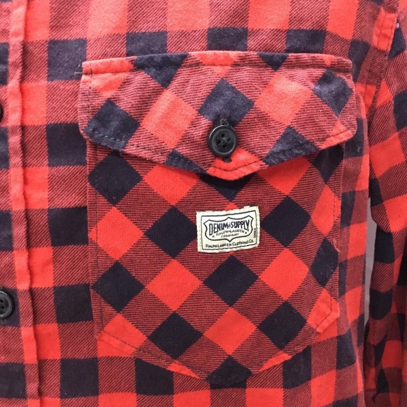 デニムアンドサプライラルフローレン DENIM & SUPPLYRALPHLAUREN シャツ、ブラウス 長袖 ワークシャツ コットン S チェック 黒 / ブラック / X 赤 / レッド /  メンズ USED 古着 中古 10109264