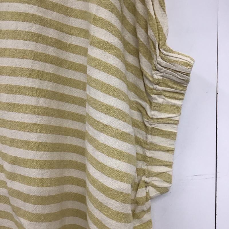 サマンサモスモス Samansa Mos2 カットソー 半袖 ノースリーブカットソー クルーネック ボーダー FREE ボーダー柄 白 / ホワイト / X 黄 / イエロー /  メンズ USED 古着 中古 10132653