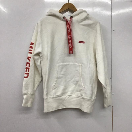 ミルクフェド MILKFED. パーカー 長袖 長袖パーカー プルオーバーパーカー スウェット チャンピオン M ロゴ、文字 白 / ホワイト /  レディース USED 古着 中古 10145145