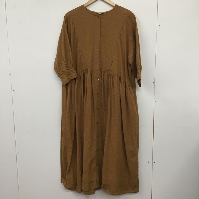 サマンサモスモス Samansa Mos2 ワンピース ロングスカート 長袖シャツワンピース ロングワンピース フレアスカート FREE 総柄 茶 / ブラウン /  レディース USED 古着 中古 10141997