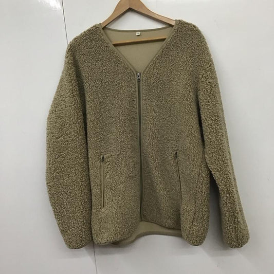 ユニクロ UNIQLO カーディガン 長袖 341-419753 ボアフリースVネックカーディガン XL 無地 ベージュ / ベージュ /  メンズ USED 古着 中古 10130763