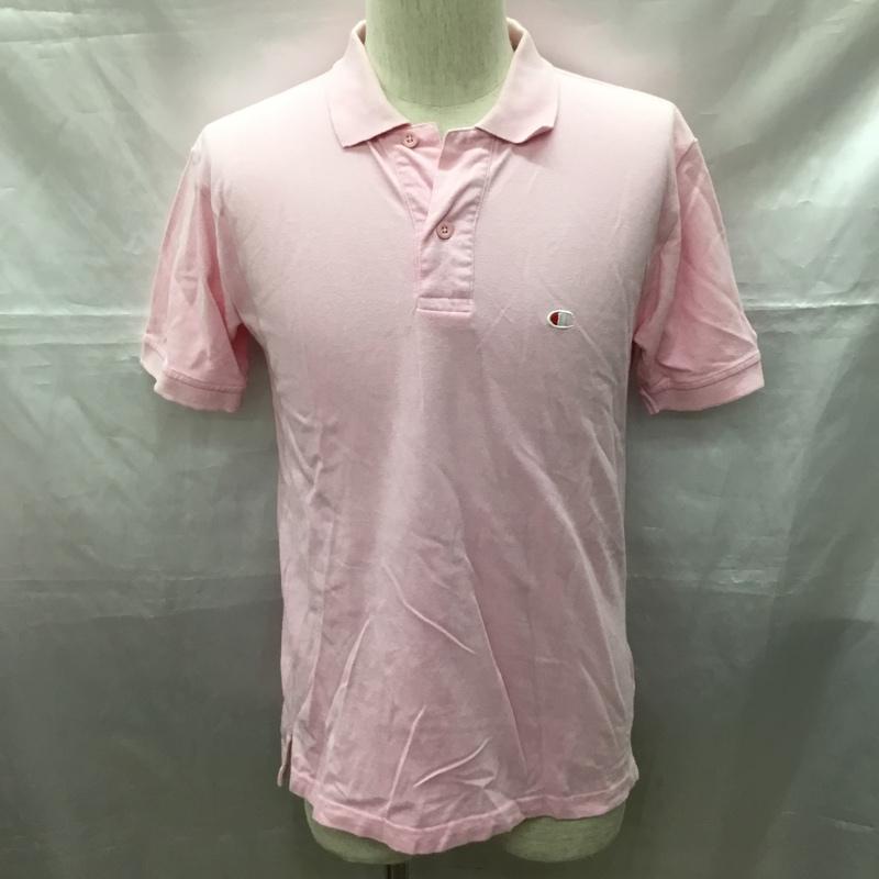 チャンピオン Champion ポロシャツ 半袖 半袖ポロシャツ カラーシャツ 半袖カットソー M ロゴ、文字 桃 / ピンク /  メンズ USED 古着 中古 10115033