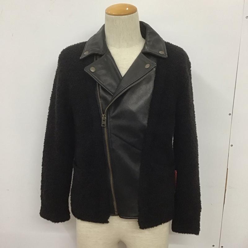 ヒステリックグラマー HYSTERIC GLAMOUR ジャケット、上着 ジャケット、ブレザー 02173nd06 ジャケット 山羊革 ライダースニット ジップアップジャケット S 無地 黒 / ブラック /  メンズ USED 古着 中古 10106655