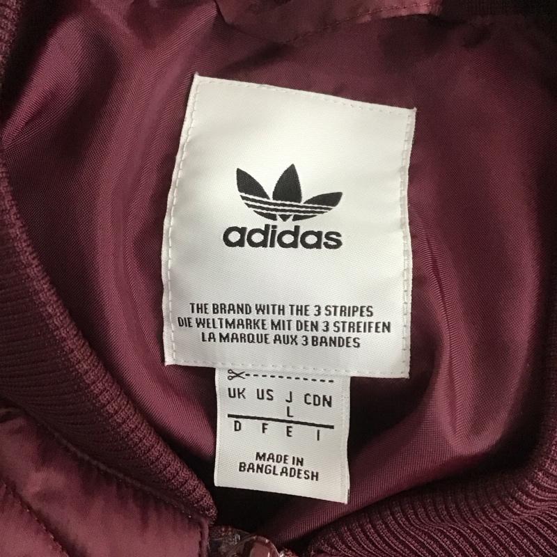 アディダス adidas ジャケット、上着 ジャケット、ブレザー dh5014 キルティング中綿ブルゾン ジップアップジャケット アウター L ロゴ、文字 えんじ / ワインレッド /  メンズ USED 古着 中古 10108488
