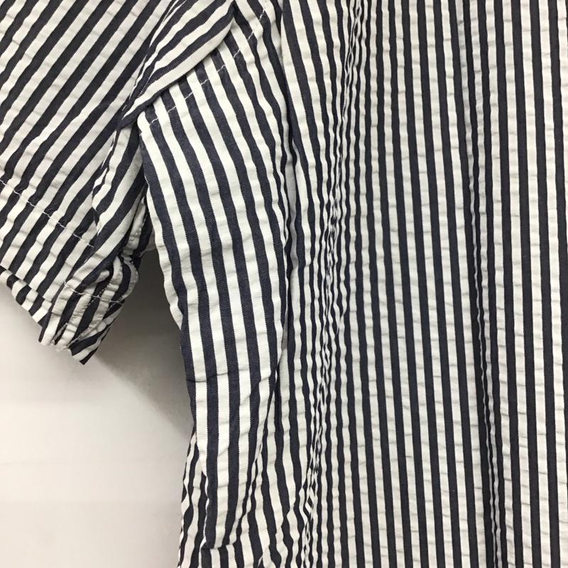 ランズエンド LANDS END シャツ、ブラウス 半袖 半袖シャツ ストライプシャツ ボタンダウンシャツ L ストライプ 白 / ホワイト / X 紺 / ネイビー /  メンズ USED 古着 中古 10135488
