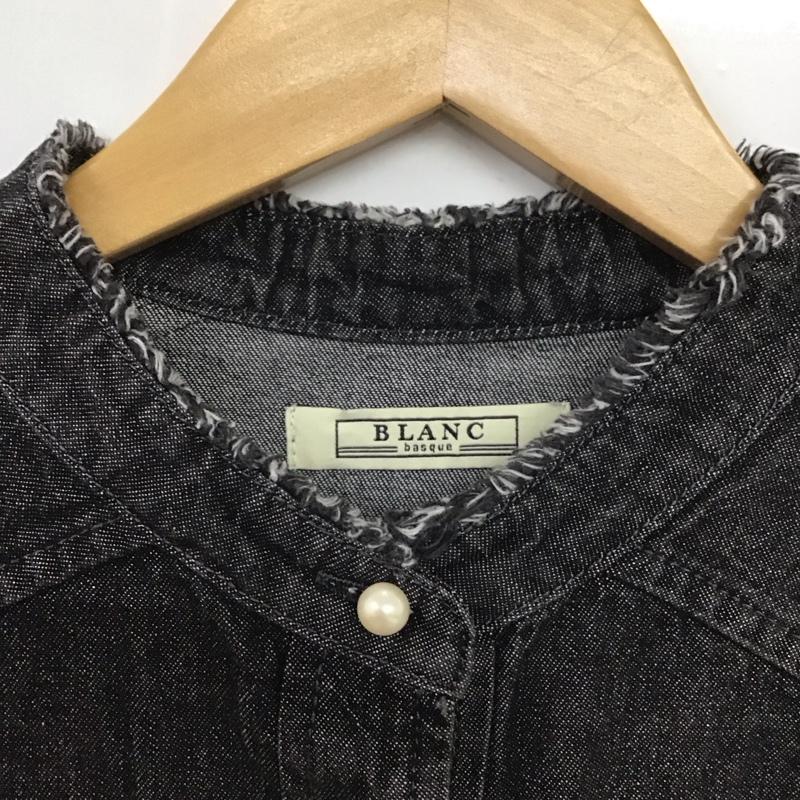 ブランク BLANK シャツ、ブラウス 長袖 長袖シャツ 無地シャツ ノーカラーシャツ 38 無地 黒 / ブラック /  レディース USED 古着 中古 10132937